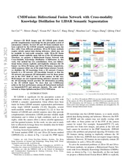 CMDFusion: Bidirectional Fusion Network with Cross-modality Knowledge
  Distillation for LIDAR Semantic Segmentation