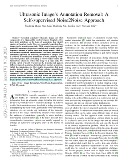 Ultrasonic Image's Annotation Removal: A Self-supervised Noise2Noise
  Approach