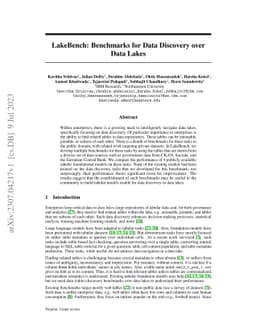 LakeBench: Benchmarks for Data Discovery over Data Lakes