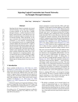 Injecting Logical Constraints into Neural Networks via Straight-Through
  Estimators