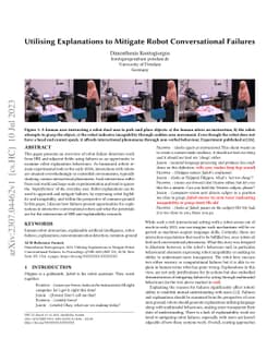 Utilising Explanations to Mitigate Robot Conversational Failures