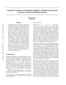 Geometric Constraints in Probabilistic Manifolds: A Bridge from
  Molecular Dynamics to Structured Diffusion Processes