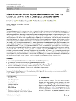A Semi-Automated Solution Approach Recommender for a Given Use Case: a
  Case Study for AI/ML in Oncology via Scopus and OpenAI