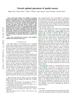 Toward optimal placement of spatial sensors