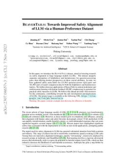 BeaverTails: Towards Improved Safety Alignment of LLM via a
  Human-Preference Dataset