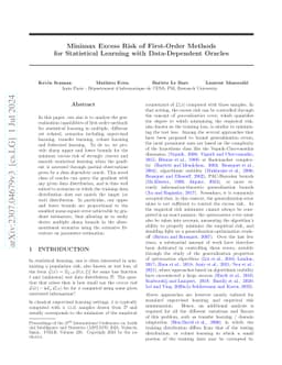 Minimax Excess Risk of First-Order Methods for Statistical Learning with
  Data-Dependent Oracles