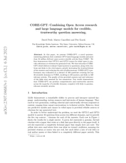 CORE-GPT: Combining Open Access research and large language models for
  credible, trustworthy question answering