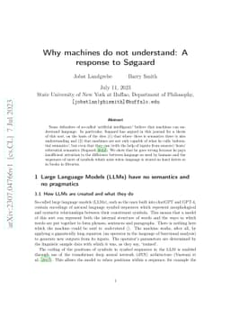 Why machines do not understand: A response to Søgaard