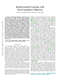 Reinforcement Learning with Non-Cumulative Objective
