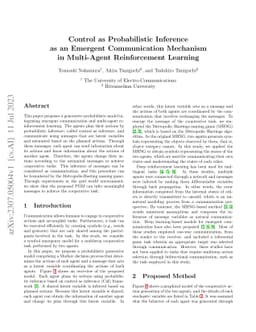Control as Probabilistic Inference as an Emergent Communication
  Mechanism in Multi-Agent Reinforcement Learning