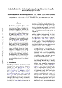 Synthetic Dataset for Evaluating Complex Compositional Knowledge for
  Natural Language Inference