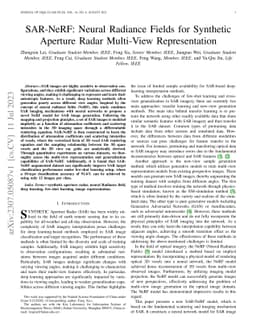 SAR-NeRF: Neural Radiance Fields for Synthetic Aperture Radar Multi-View
  Representation