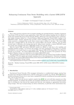 Enhancing Continuous Time Series Modelling with a Latent ODE-LSTM
  Approach