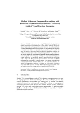 Masked Vision and Language Pre-training with Unimodal and Multimodal
  Contrastive Losses for Medical Visual Question Answering