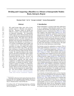 Dividing and Conquering a BlackBox to a Mixture of Interpretable Models:
  Route, Interpret, Repeat