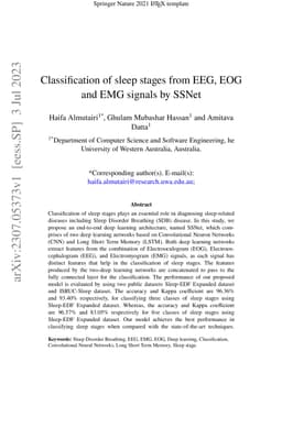 Classification of sleep stages from EEG, EOG and EMG signals by SSNet