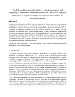 The Effects of Interaction Conflicts, Levels of Automation, and
  Frequency of Automation on Human Automation Trust and Acceptance