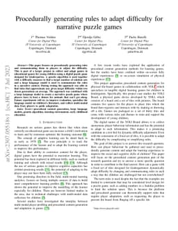 Procedurally generating rules to adapt difficulty for narrative puzzle
  games