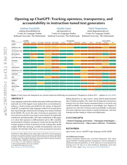 Opening up ChatGPT: Tracking openness, transparency, and accountability
  in instruction-tuned text generators