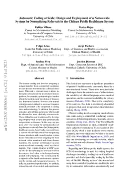 Automatic Coding at Scale: Design and Deployment of a Nationwide System
  for Normalizing Referrals in the Chilean Public Healthcare System