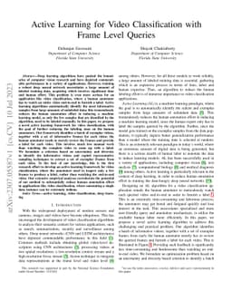 Active Learning for Video Classification with Frame Level Queries