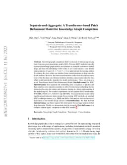 Separate-and-Aggregate: A Transformer-based Patch Refinement Model for
  Knowledge Graph Completion