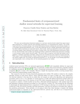 Fundamental limits of overparametrized shallow neural networks for
  supervised learning