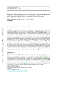 Learning Active Subspaces and Discovering Important Features with
  Gaussian Radial Basis Functions Neural Networks