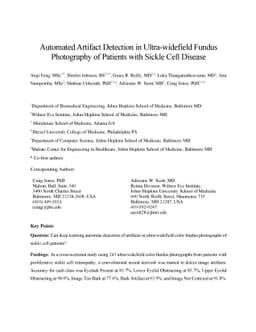 Automated Artifact Detection in Ultra-widefield Fundus Photography of
  Patients with Sickle Cell Disease