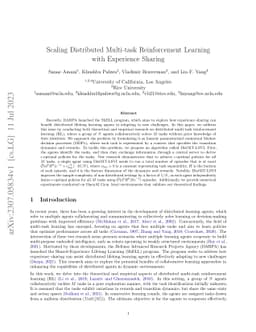 Scaling Distributed Multi-task Reinforcement Learning with Experience
  Sharing