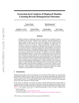 Ecosystem-level Analysis of Deployed Machine Learning Reveals
  Homogeneous Outcomes