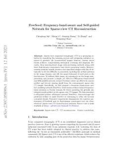 FreeSeed: Frequency-band-aware and Self-guided Network for Sparse-view
  CT Reconstruction