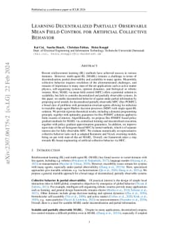 Learning Decentralized Partially Observable Mean Field Control for
  Artificial Collective Behavior