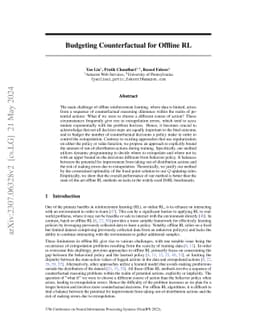 Budgeting Counterfactual for Offline RL