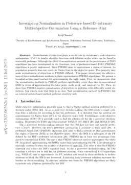 Investigating Normalization in Preference-based Evolutionary
  Multi-objective Optimization Using a Reference Point