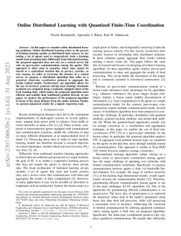 Online Distributed Learning with Quantized Finite-Time Coordination