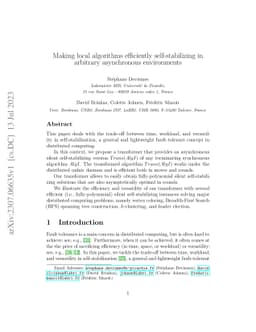 Making local algorithms efficiently self-stabilizing in arbitrary
  asynchronous environments