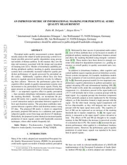An Improved Metric of Informational Masking for Perceptual Audio Quality
  Measurement