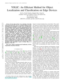 YOLIC: An Efficient Method for Object Localization and Classification on
  Edge Devices