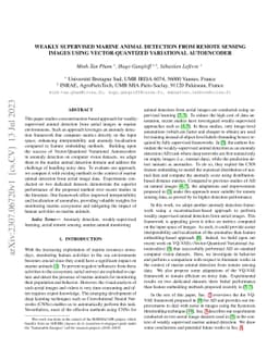Weakly supervised marine animal detection from remote sensing images
  using vector-quantized variational autoencoder
