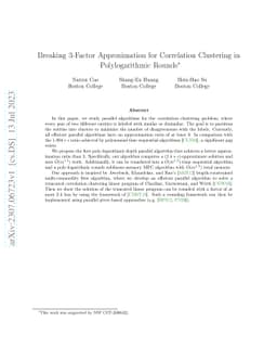 Breaking 3-Factor Approximation for Correlation Clustering in
  Polylogarithmic Rounds