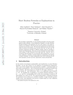 Short Boolean Formulas as Explanations in Practice