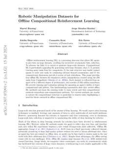Robotic Manipulation Datasets for Offline Compositional Reinforcement
  Learning