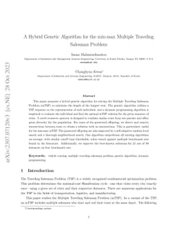 A Hybrid Genetic Algorithm for the min-max Multiple Traveling Salesman
  Problem