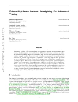 Vulnerability-Aware Instance Reweighting For Adversarial Training