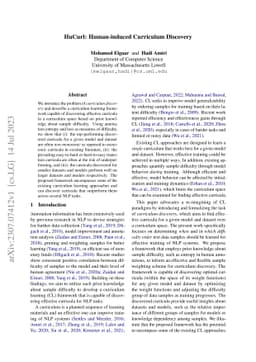 HuCurl: Human-induced Curriculum Discovery