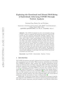 Exploring the Emotional and Mental Well-Being of Individuals with Long
  COVID Through Twitter Analysis