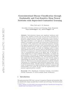 Gastrointestinal Disease Classification through Explainable and
  Cost-Sensitive Deep Neural Networks with Supervised Contrastive Learning