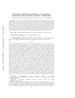 Reducing operator complexity in Algebraic Multigrid with Machine
  Learning Approaches