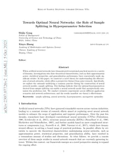 Towards Optimal Neural Networks: the Role of Sample Splitting in
  Hyperparameter Selection